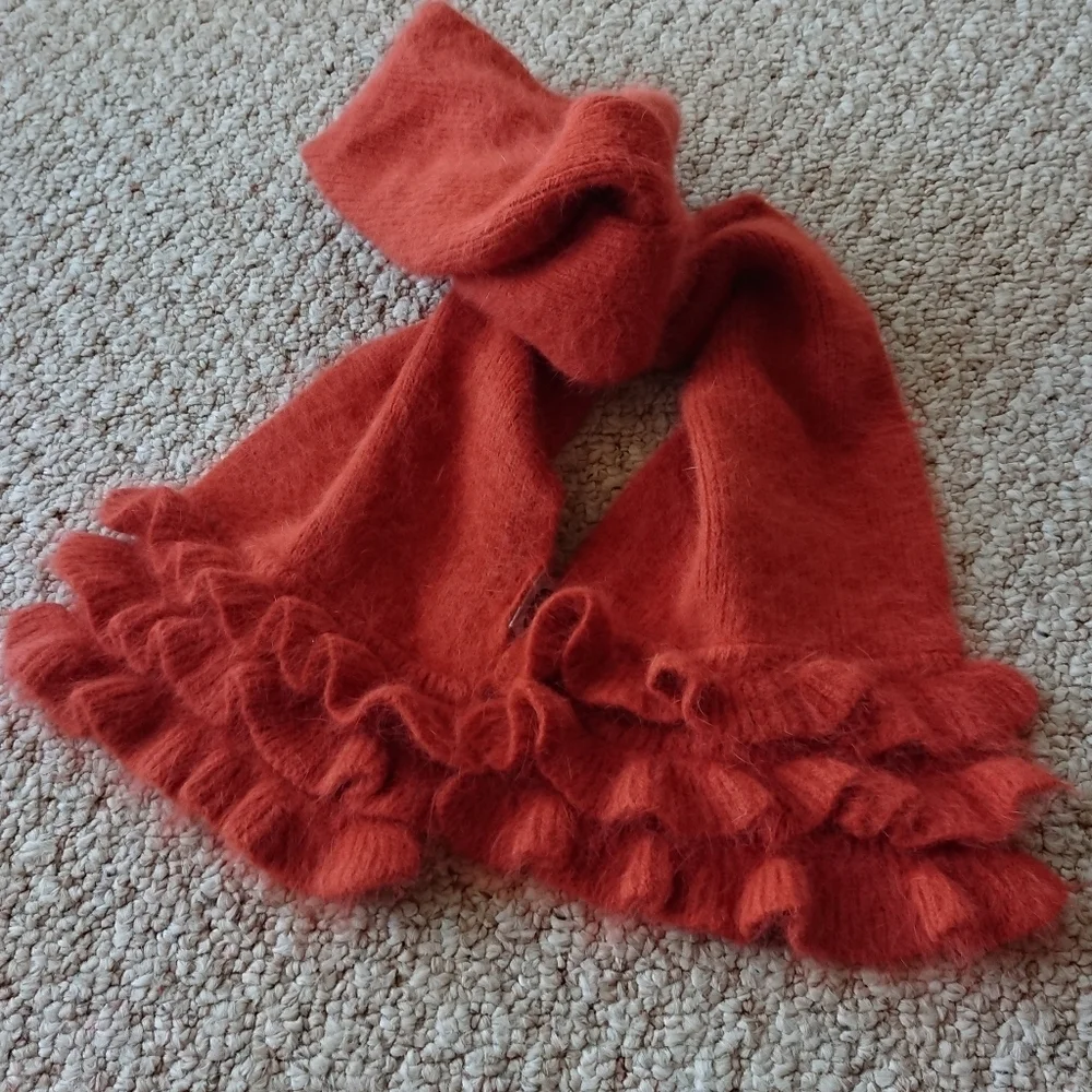 C.C orange color Ruffled angora Scarf